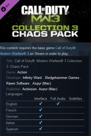 Call of Duty: Modern Warfare 3 Collection 3: Chaos Pack Steam - Click Image to Close